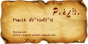 Papik Árpád névjegykártya