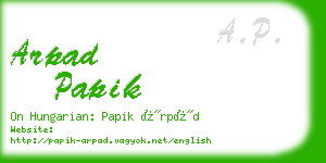 arpad papik business card